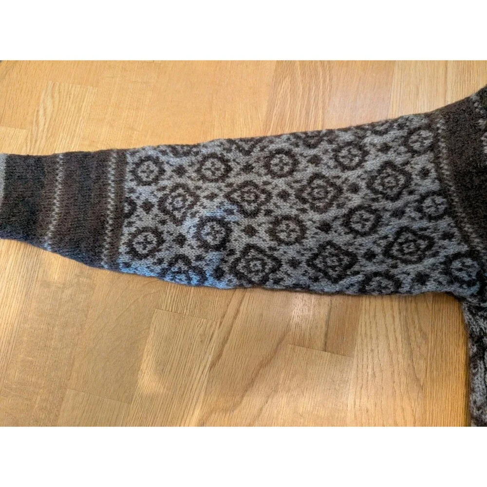Fair Isle %100 Wool Sweater Brown Crew Neck Size M Mac & Jack Cute & Warm!!